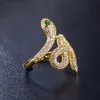 Медное кольцо хорошее качество хрустальное змее кольцо золото серебряные кольца Женские хип -хоп кольца обручальное кольцо для ювелирных подарков для мальчиков в коробке
