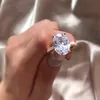 Choucong obietnicy Pierścień palców Rose Gold wypełniony 925 Srebrny owalny cięty 3CT Diamond CZ Pierścienie zespołu zaręczynowego dla Wome Wome Wedding Jewelry218t