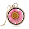 Westerse stijl voor vrouwen mode-sieraden cirkel kristal glas droge bloem dia hanger ketting S311