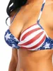 Sexiga bikini kvinnor badkläder amerikanska flaggan lacing stripe sommar strand bikini baddräkt bikinis set