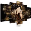 5 Pcs Fashion Wall Art Canvas Painting Abstract Golden Texture Animal Lion Elephant Rhinoceros Modern Home Decoration No Frame T208993572