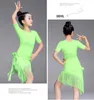 Stage Wear Mid Long Sleeve Lace Mesh Mordern Ballroom Dancing Dresses For Kids Sexy Salsa Tango Skirt Children Latin Dance Dress Girls