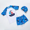 Kids Boy Swimsuits Toddler Boys Dinosaur Tops Swimming Trunks Hat 3 PCS Sets Sunscreen Children Swimwears Kids Swim Clothes DHW3255