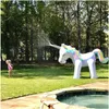 Automatic Sprinkler Outdoor family inflatable Balloon children play water polo beach toys Thickened PVC unicorn vacation Floating row mounts