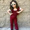 Moda Çocuk Bebek Kız Giysileri Uçan Kollu Ruffles Backless Kadife Tulum Romper Tulum Tulum Bibpants Toddler Kıyafetler Set B11