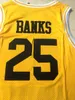 Statek z USA #25 Koszulki koszykówki Carlton Banks Fresh Prince of Bel-Air Academy Film Jerseys zszyte żółte hafty S-3xl Wysoka jakość