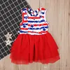 American Flag 4th Of July Girls Star Dress Kids Bandage Dress Summer Children Star Baby Vest Princess Dress 2019