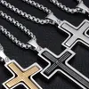 Fashion Boutique Herren-Halskette mit Spinner-Kreuz-Anhänger für Männer, 4 Farben, Edelstahl, Herrenschmuck