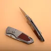 Hochwertiges Survival-Folder-Messer, 440C, halbgezahnte, satinierte Klinge, Holz + Stahlgriff, EDC-Taschen-Klappmesser