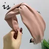 Korean Fashion Trendy PU Leder Stirnband Breite Kreuzung Knoten Stirnbänder Einfache Gesicht Haarnadel Damen Haar Hoop