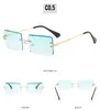 HOT Rea Designer solglasögon Ny stil Ramlösa fyrkantiga solglasögon Mode Gradient rosa blå grön färg kvinnor Solglasögon 8 färger 10 STK