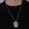 Iced Out Chain Cubic Zircon Gold Fashion UKA Mask Pendant Halsband Hip Hop Smycken Anmälan Halsband för Man Kvinnor Gåvor