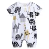 Baby Clothes 100% Cotton Infant Jumpsuits Short Sleeve Children Rompers Printed Newborn Climbing Clothes Cartoon Kids Outfits 6 Color DW2390