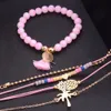 Böhmen Pineapple Heart Armband för kvinnor Handgjorda Weave Rosa Pärlor Strand Armband Pulseras Mujer Tassel Smycken Gåvor