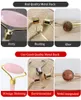 JD017 Rose Quartz jade Roller Double Head pink wave roller facial face Massager welded integrated mute metal