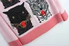 Fashion-Free frakt Pink LongeChes Womens Sweaters Tiger Print Bee Embroidery Sequins Pullovers Women Blusas de Inverno Feminina DH063