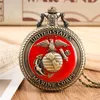 Vintage United State Marine Corps Thema Quartz Zakhorloge Mode Rode Souvenir Hanger Ketting Ketting Militaire Horloges Top Geschenken