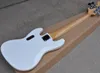 Guitare basse électrique blanche à 6 cordes en gros avec circuit actif, pickguard noir, touche en érable, matériel chromé