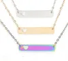 Stainless Steel Bar Pendant Necklace New Love Heart Bar Necklace for Mother Daughter Blank Bar Charm Pendant For Buyer Own DIY GB1533