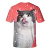 Fashion 3D T Shirts Skriv ut katt Mäns Kvinnor Tshirt Anime Short Sleeve Tees O-Neck Tops Cartoon Tshirt 126