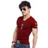 Männer T-shirts 2021 Mann T-shirt Männer V-Ausschnitt Slim Fit Kurzärmelige Mode Lässige Baumwolle T-Stück für Plus Größe S - 5xl1