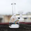 Rainbow recycler dab oil rig hookah unique glass water pipe white 6 inch mini heady bong for smoking accessories