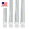 T8 LED Tube Light 4ft 8ft D-formad V-formad (60W 80W 120 watt ekvivalent), 6000K kallvitt genomskinligt skydd