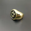 Roestvrijstalen rotsrol Hexagram mannen Joodse religie ringen rond ster van David Men's Rings Masonic Silver Gold Retro Style