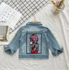 Girls Denim Jacket Coats Children Clothing Autumn Baby Girl Clothes Sequins Holes Hot Fix Rhinestones Outerwear Tops Jean Jackets for Kids