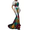 Robes africaines élégantes pour femmes robe de mariée en dentelle imprimé cire africaine dame africaine Bazin Riche robe de soirée longue WY3584