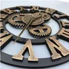 Retro Industrial Gear Wall Clock Decorative Hanging Clock Roman Numeral Wall Decor Quartz Clocks Home Decor