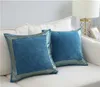 Veludo Cinza Azul Capa de Almofada Bordado 45x45 / 60x60cm Descanso decorativo para sofá-cama soft throw almofada de travesseiro Funda Cojin