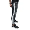 Ripped Striped Jeans For Men Stretch Slim Fit Skinny Denim Pants Hip Hop Style Trousers