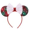 16 styles Bande Dessinée De Noël Paillettes Oreilles De Souris Arc Bâtons De Cheveux Plaid Bowknot Cheveux Cerceau Bandeaux Père Noël Bébé Bandeau