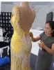 2019 Yousef Aljasmi Robes De Soirée Col En V Dos Nu 3D Floral Appliqued Perlée Sirène Robe De Bal Balayage Train Sur Mesure Formelle P309i