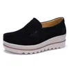 Vente chaude-Femmes Slip-on Super Hidden Heel Suede Maccasin Flats Wedges Platform Sneakers Non-lace Loafer