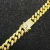 Cuban Link pendants Chains Hip-hop jewelry 18K full diamond 12mm wide men's Cuba chain bracelet209Y