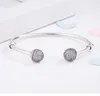 Genuine 925 Sterling Silver Open Bangle with Clear CZ Fashion Bangles for Women DIY Fits European Charms Beads Jewelry Making fashion