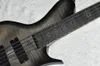 Guitare basse électrique grise à 5 cordes de forme inhabituelle de haute qualité d'usine avec placage d'érable flamméMatériel chroméPeut être personnalisé5743000