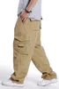 Mode Hip Hop Cargo Broek Mannen Casual Katoenen Broek Rechte Losse Baggy Streetwear Joggers Wijde Pijpen Broek Plus Size XXXL Man Kleding