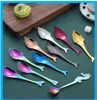 304 Stainless Steel Mirage Spoons Tableware Creative fish seahorse dolphin whale puffer Mixing Coffee cup Hanging spoon