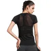 Veamors Quick Seco Esporte Running T-shirt, Mulheres de manga curta para ginásio Correndo Yoga Camisas, Sexy Black Malha Apertada Tees Feminino