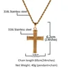 Unisex Men Women Fashion Hip Hop Necklace Yellow Gold Plated 316L Stainless Steel Cross Necklace for Men Nice Gift for Boy Friend