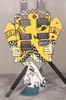 Super Rare Cheap Trick's Rick Nielsen Uncle Dick Double Neck Yellow Electric Guitar White Pearl Inlay, Kahler Bridge sul collo sinistro