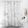 Marble grain shower curtain bathroom waterproof polyester cloth bath curtain digital printing mordern white hotel and home decor