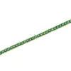 Collana girocollo da donna con zirconi cubici baguette arcobaleno verde placcato oro 30 + 10 cm