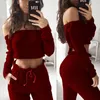 Nieuwe Mode 2 STKS Vrouwen Kleding Sets Crop Top Blouse Off Shoulder Shirt Broek Leggings Broek Outfit