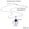 Fine Jewelry authentique argent 925 bleu Zircon fleur chaîne Pendentif Colliers ras du cou pour les femmes KFN932-T
