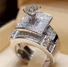 30 stks veel gemengd kristal witte ronde ring set merk luxe belofte zilveren verlovingsring vintage bruids trouwringen voor woman299c