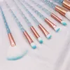 10st Blue Unicorn Makeup Brushes Set Powder Eyeshadow Foundation Lip Brush Crystal Diamant Make Up Brush Kits Maquiagem